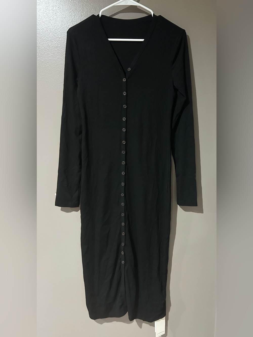V-Neck Button Slim Long Dress - Picture 8 of 12
